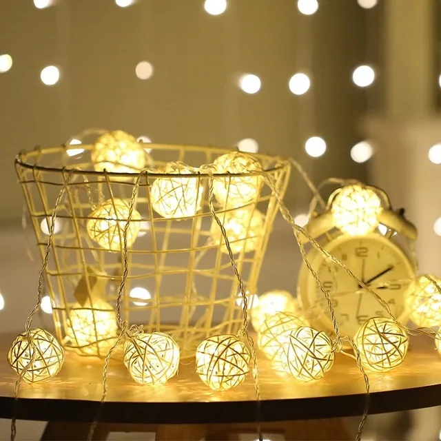 rattan Рождественские LED украшения год Декор Светильник год Рождественская елка украшения Kerst для нового года, рождественские - Цвет: rattan