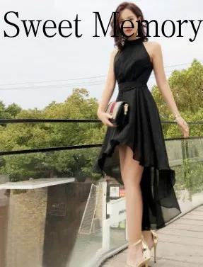 

Sweet Memory M3135 2021 Plus Size Green Chiffon Evening Dresses Women Sexy Halter High Low Prom Dress For Wedding Party Vestidos