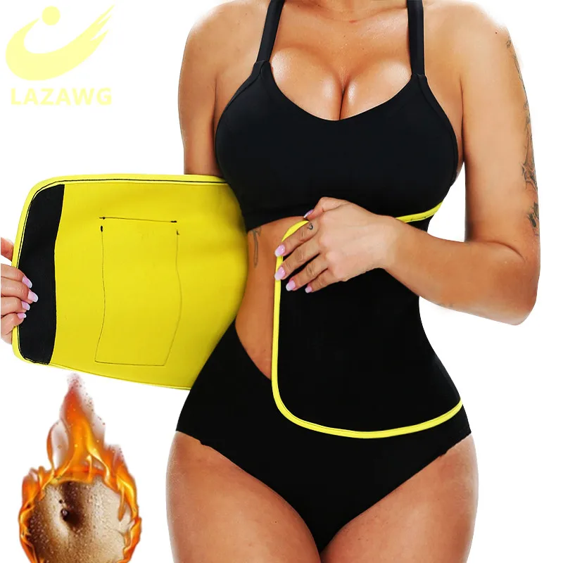 LAZAWG Waist Trainer Belt Waist Trimmer Slimming Body Shaper Sports Girdles Workout Belt Weight Loss Cincher with Pocket Intimat