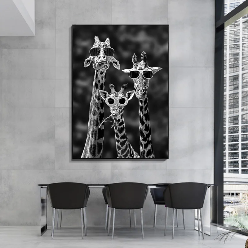 

Abstract Giraffe Family with Glasses Canvas Paintings Wall Art Prints Poster Living Room Decor Decorative Paintings Wall Home De