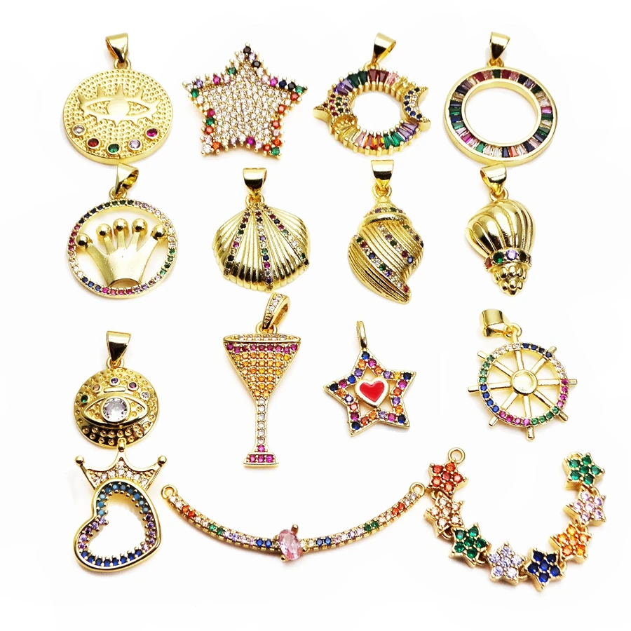 

Fashion microscope Zircon Pendant pentagram shell Pendant Magic eye Pendant DIY jewelry accessories gift for friends