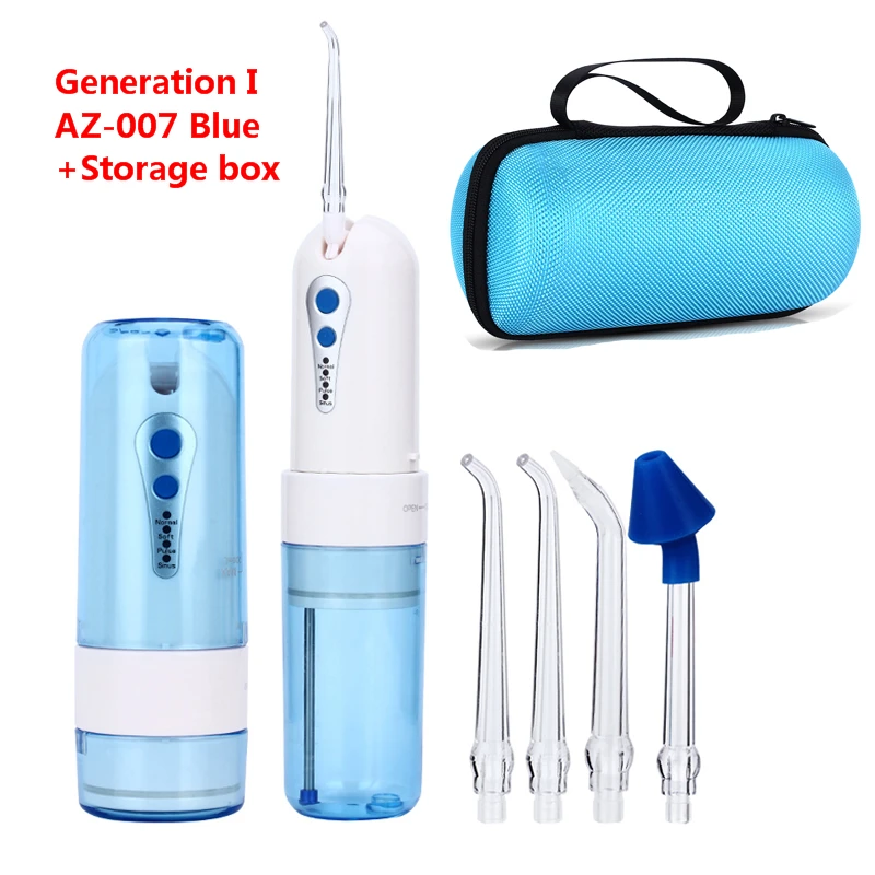 AZ-007 with box AZDENT AZ-008, дорожный ирригатор для полости рта, зубная нить, USB Перезаряжаемый, складной, водонепроницаемый, 4 режима, струя воды, Флоссер, 210 мл, подарок, 5 насадок - Цвет: AZ-007 with box