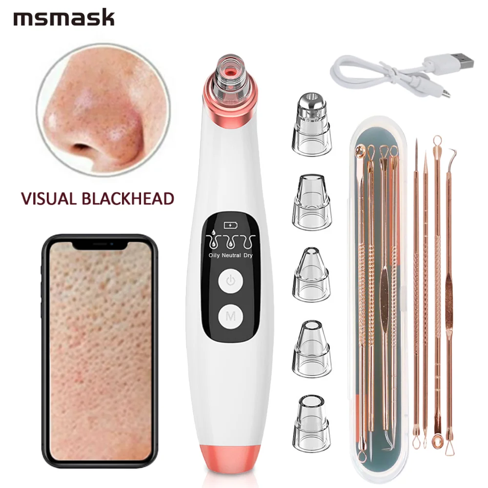 

USB Rechargeable Visual Blackhead Remover Facial Pores Black Head Cleaner Deep Cleaning Vacuum Suction WIFI Microscope Camera