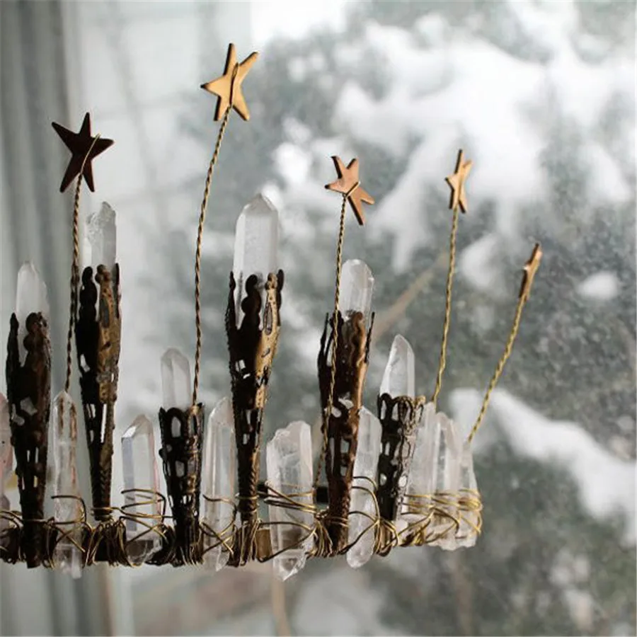 

Mermaid Crystal Jewelry Stars Quartz Accessories Crown Headband Hair Pin Princess Headwear Bride Gift Stick Fairy Pick