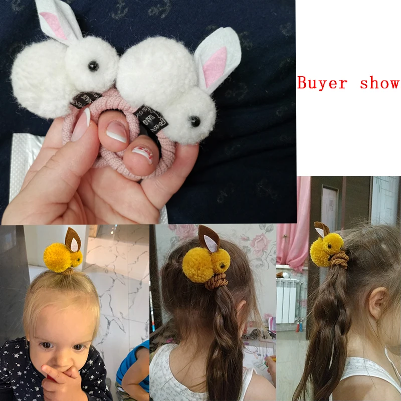 Корейское модное милое кольцо для волос с кроличьим помпоном женские эластичные