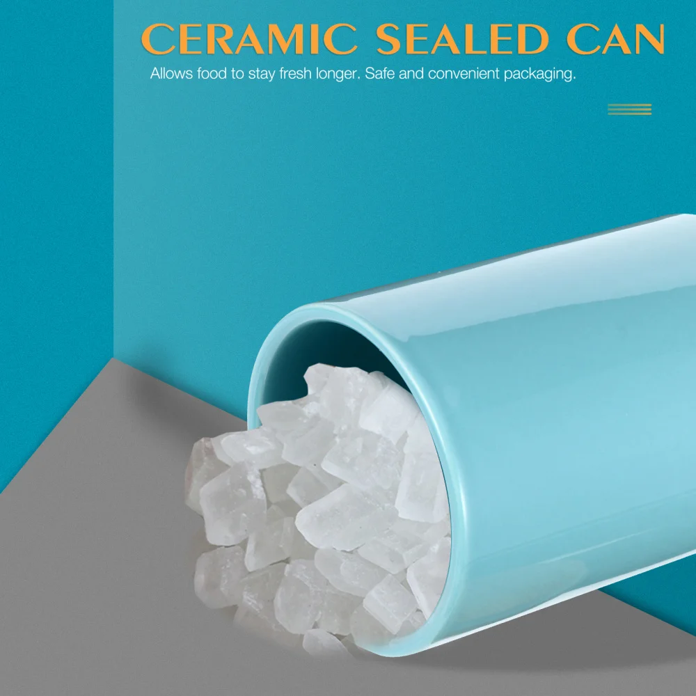 

1pc Ceramic Bamboo Lid Sealing Can Moistureproof Sealed Storage Tank for Home