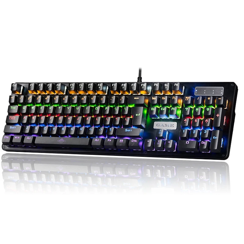 

Gaming Keyboard Mechanical Keyboard RGB Mix Backlit 104 Keys Green Axis Keyboard for PUBG LOL CS:GO Game Laptop PC