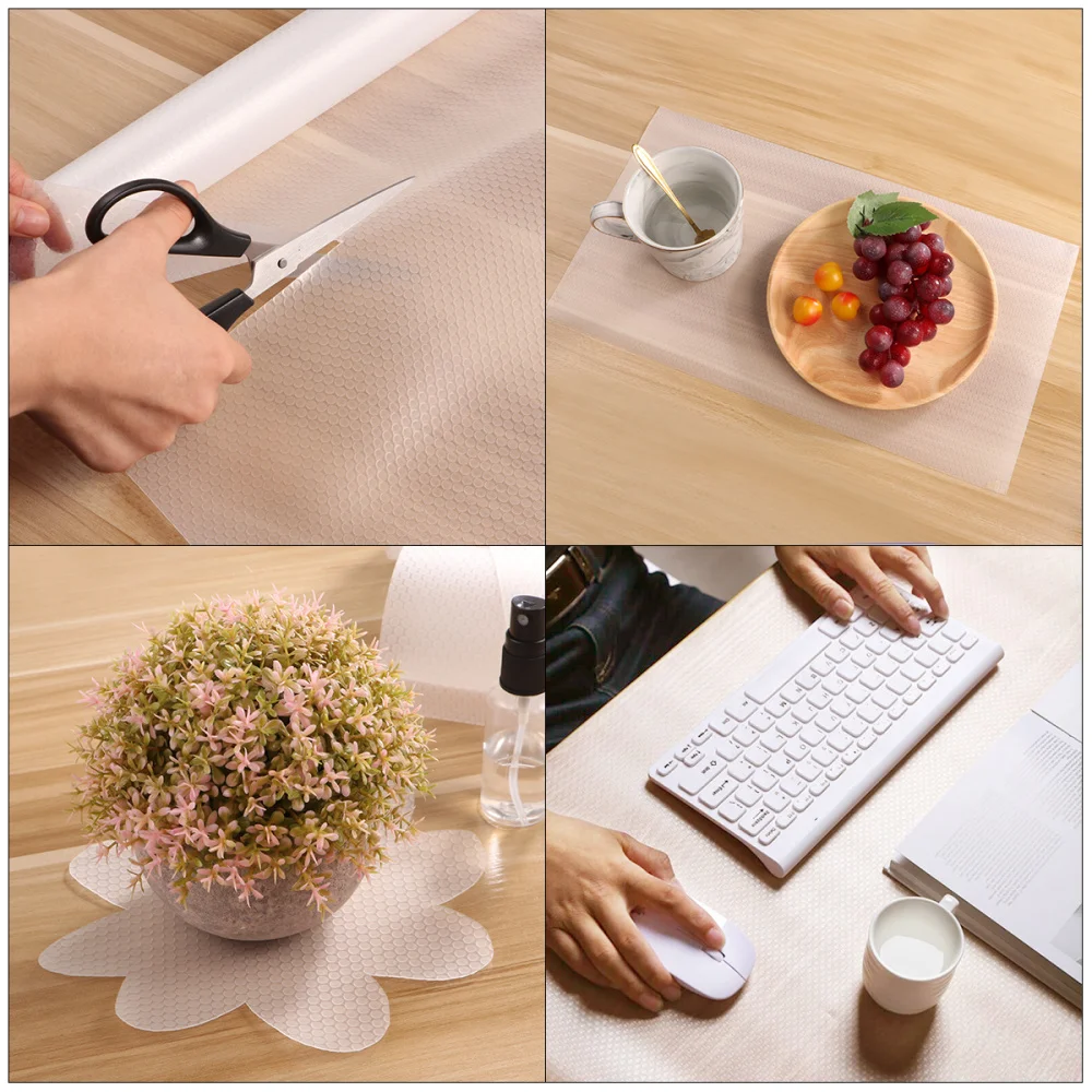 

HOMEMAXS 2 Rolls EVA Cabinet Shelf Drawer Liner Non-Slip Mat Waterproof Table Plate Pad 200 x 43 White Transparent