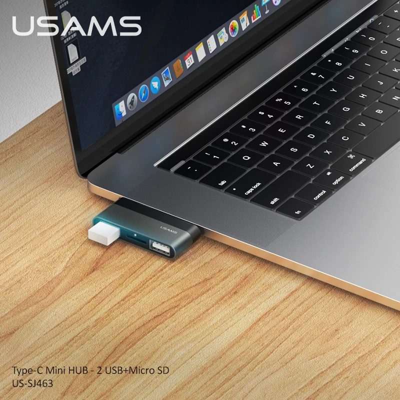 USAMS высокоскоростной мини-концентратор типа C к USB 3 0 2 порт TF карта разветвитель