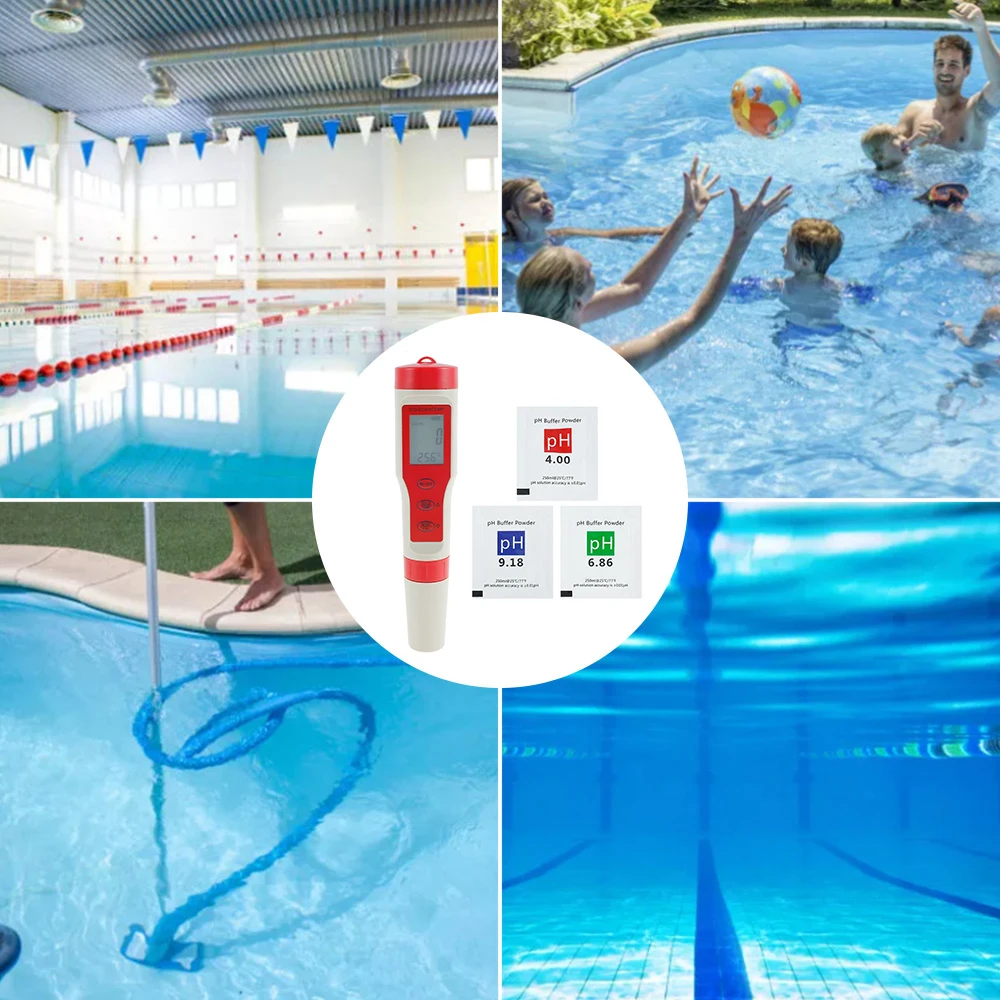 

TDS PH Meter PH/TDS/EC/Temperature Meter Digital Water Quality Monitor Tester for Pools, Drinking Water, Aquariums