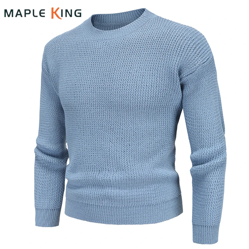 

Мужской однотонный пуловер, трикотажный свитер в Корейском стиле, зима 2021