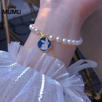 2021new chinese style rabbit pearl bracelet elegant temperament clever lovely moon rabbit string bracelets wedding party gifts