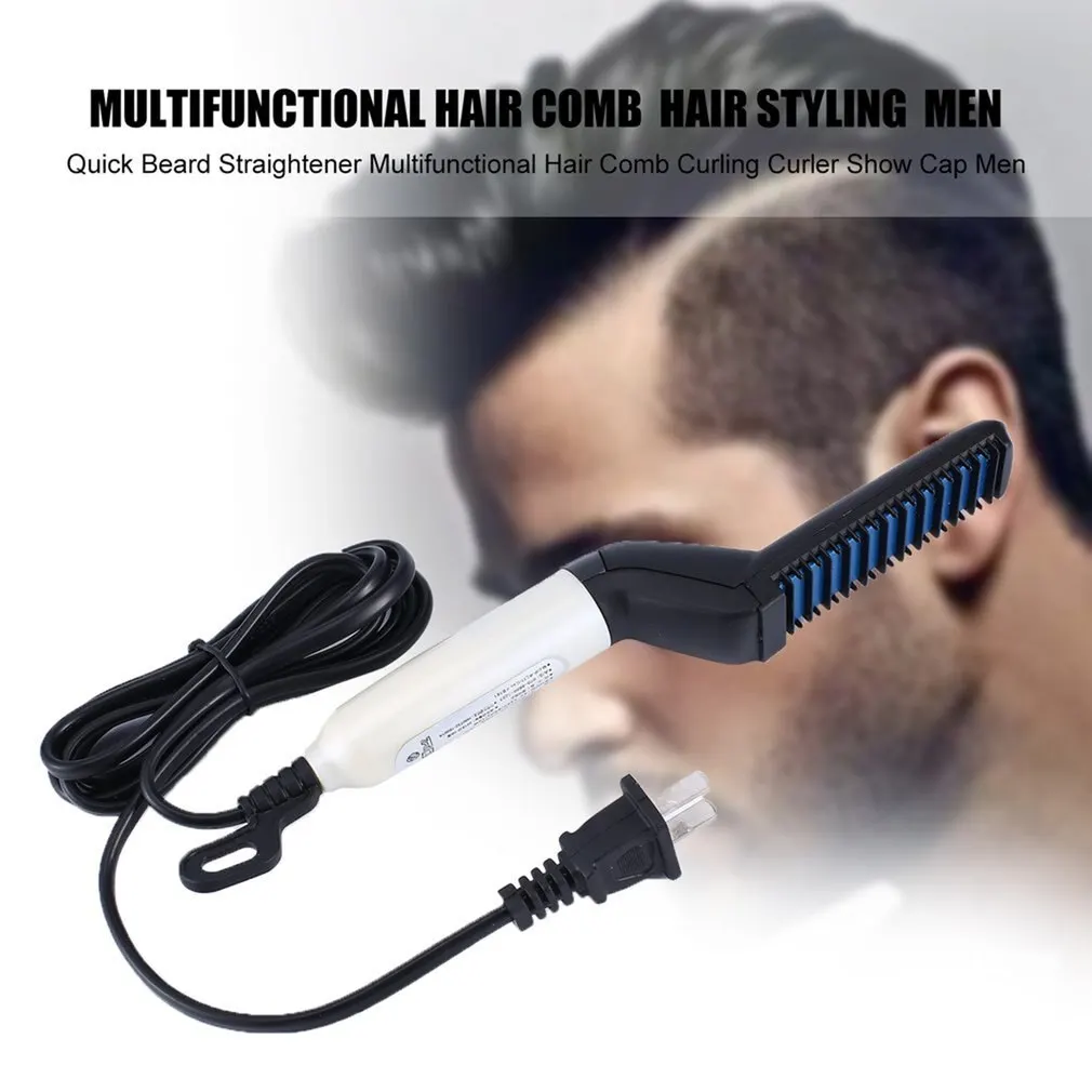 

Quick Heating Long-lasting Beard Straightener Multifunctional Hair Comb Curling Curler Show Cap Men