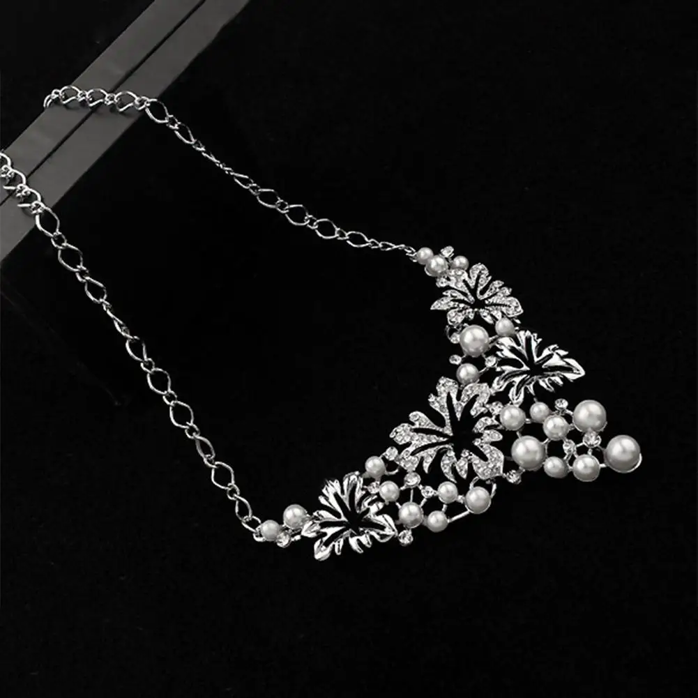 Женский сплав в форме листа с бриллиантами жемчужное ожерелье женский корейский