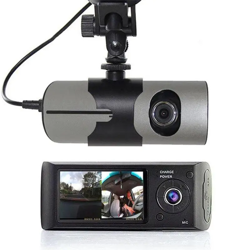 Автомобильный видеорегистратор R300 DVR Dash camera gps с двумя объективами g сенсор