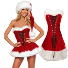 Роскошное красное бархатное сексуальное рождественское платье принцессы с шляпой, женские костюмы для косплея Санта-Клауса для взрослых, нарядное платье для рождественской вечеринки