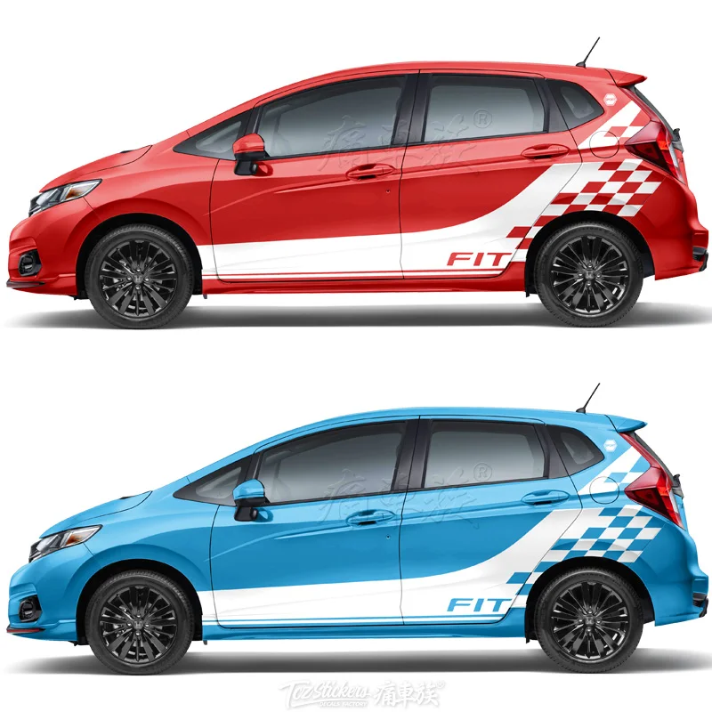 

Автомобильные наклейки для Honda FIT GK5, внешний вид тела, искусственные джазовые декоративные наклейки, Переводные цветные полоски