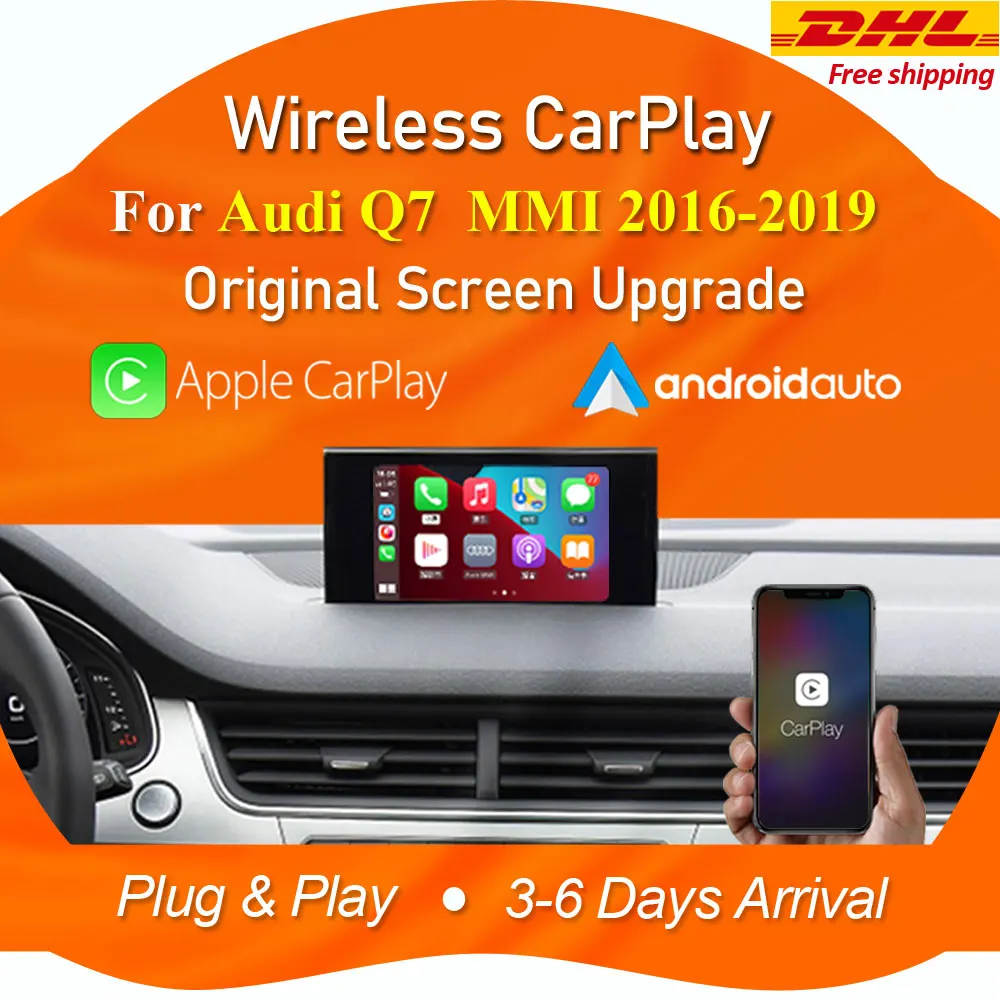 Беспроводной автомобильный обновленный декодер Apple CarPlay Android для Audi Q7 2016 2019 MMI