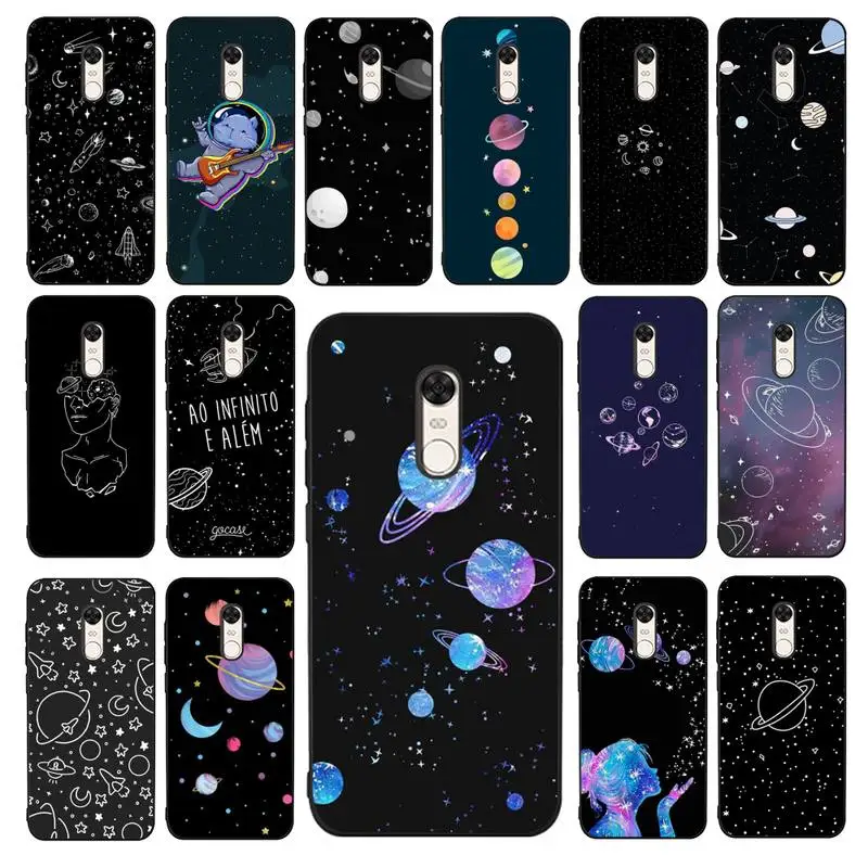 

YNDFCNB Outer Space Planet Stars Moon Spaceship Phone Case for RedMi 4X 5 plus 5 6 7 8 9 A 6pro Go K20 cover