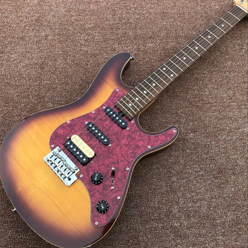 

Custom shop. electric guitar,Sunburst color tiger flame maple top, Rosewood fingerboard guitarra,real photos