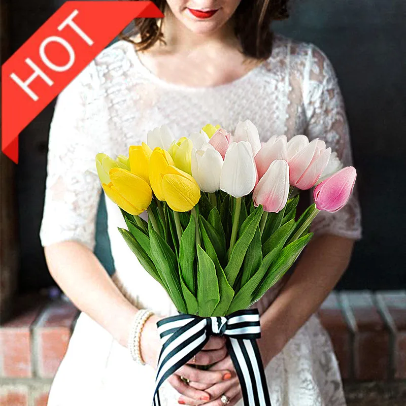 10 шт. мини тюльпаны для украшения дома искусственные цветы свадебные настоящее