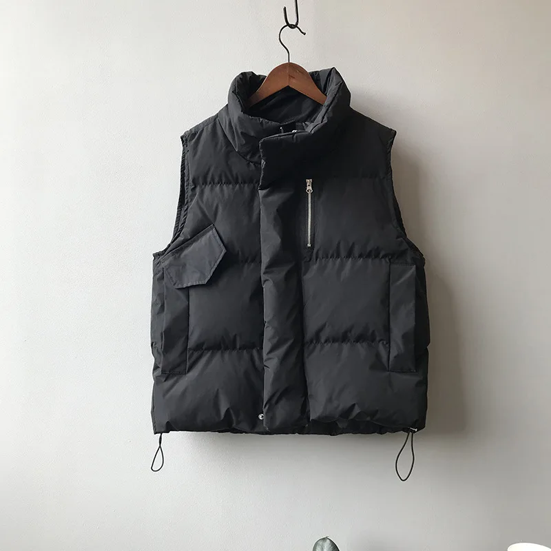 2019 winter жилет женский теплый simple безрукавка женская loose stand collar zipper cotton vest|Жилеты и