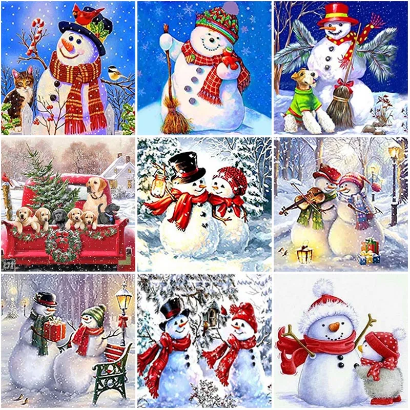 

DIY 5D Diamond Painting Snow Scene Diamond Art Embroidery Snowman Cross Stitch Full Round/Square Drill Home Decor Christmas Gift