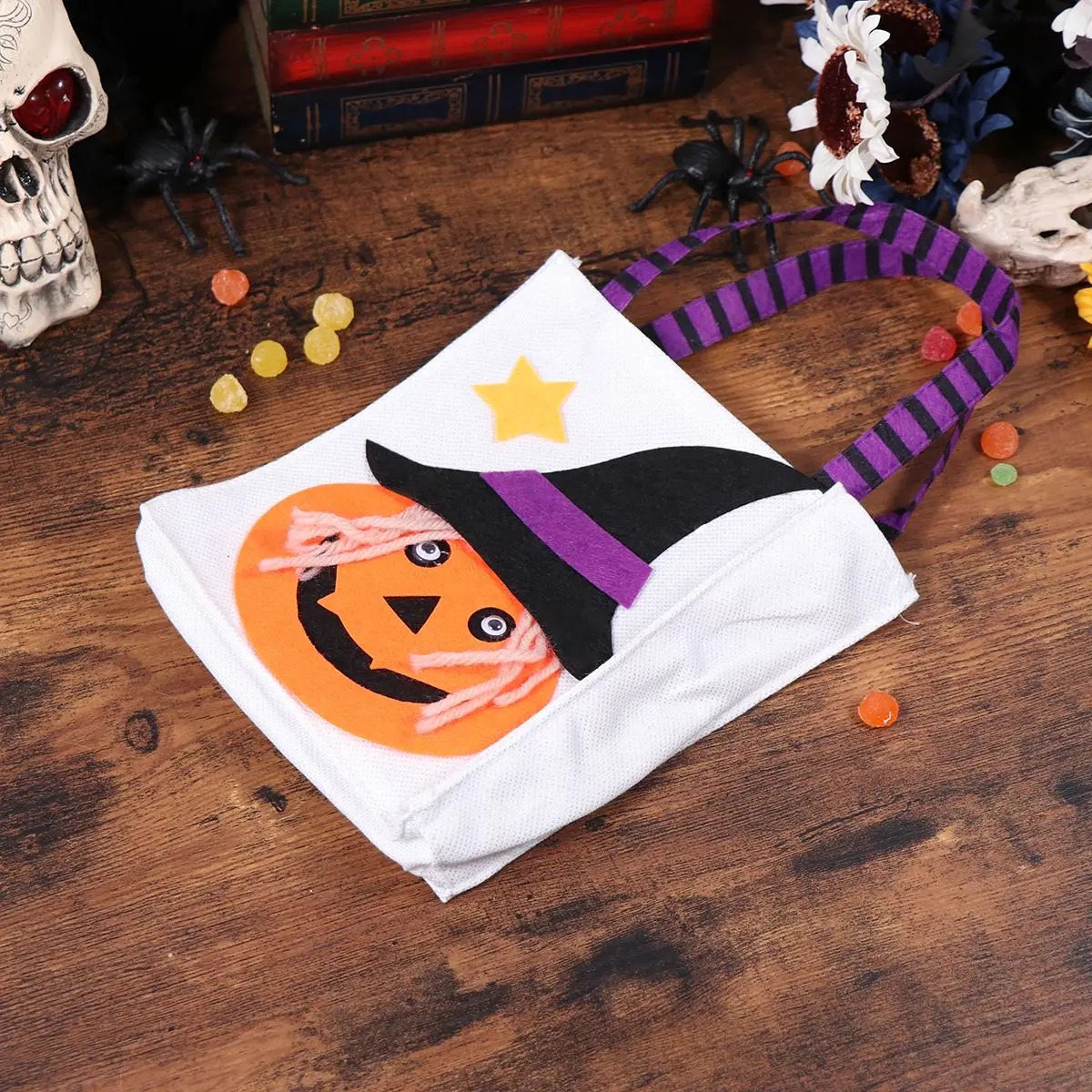1pc Trick Halloween Bags Pumpkins Candy Bag Standing Up Linen Reusable Portable Cartoon Gift Pouch For Children Kids | Дом и сад