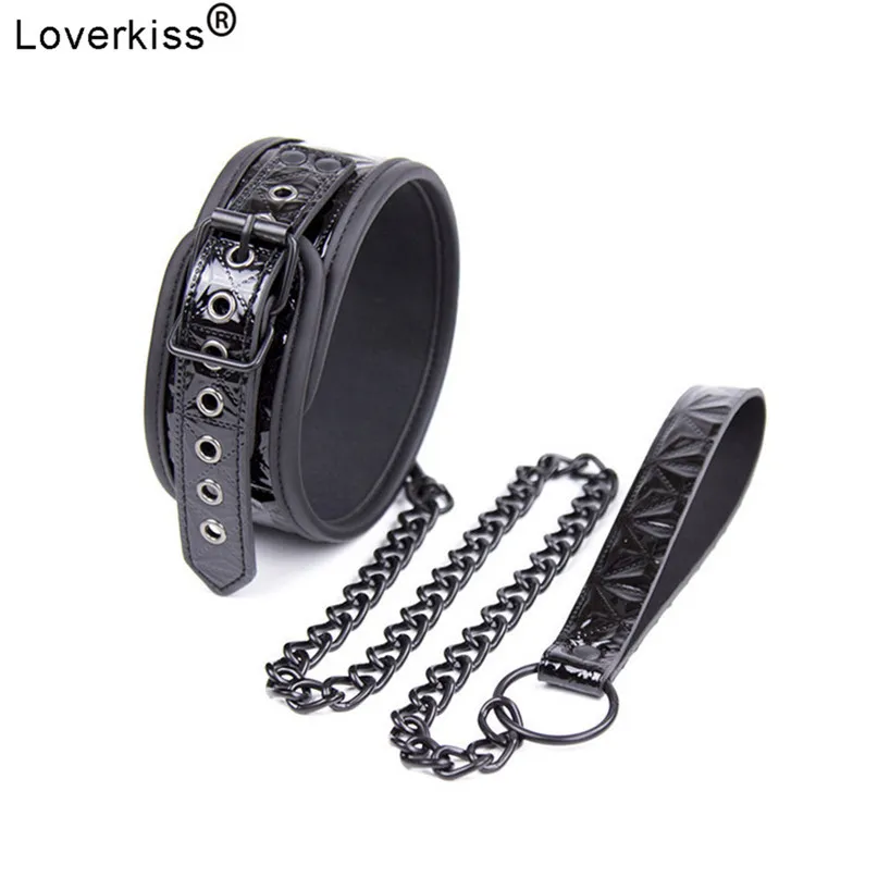 Loverkiss ошейник и поводок для рабства из искусственной кожи взрослые игры секс БДСМ