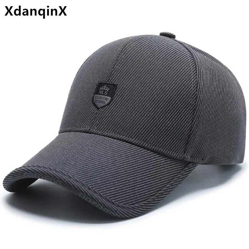 

XdanqinX Middle-aged Elderly Men's Hats Cotton Baseball Cap Snapback Cap Adjustable Size Casual Sports Caps Male Bone Black Cap