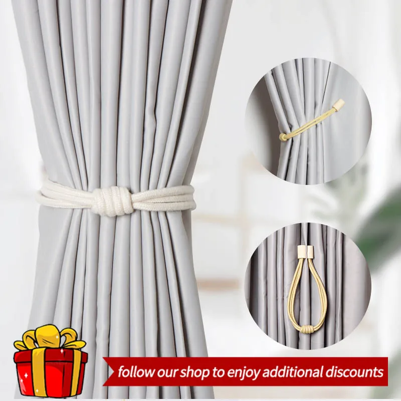 

Log Wood Curtain Magnetic Strap Environment Friendly Cotton Rope Free Installation Curtain Buckle Multi-color Living Room Hooks