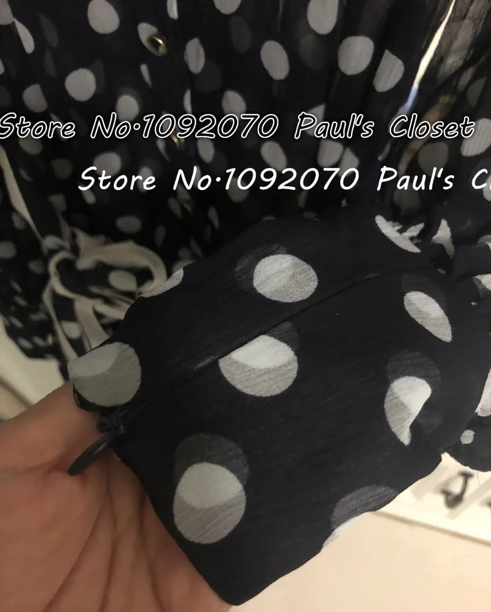 Women High collar Midnignt Dot Spot Print Silk Mini Dress