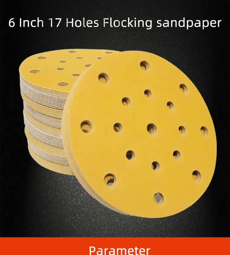 

10pcs 150mm Sandpaper Round Shape Sanding Discs Hook Loop Sanding Paper Buffing Sheet Sandpaper 17 Hole Sander Polishing Pad