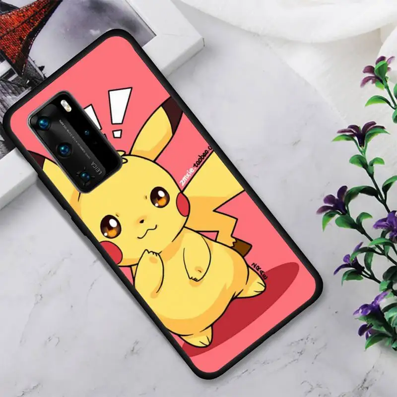 

Cute cartoon pikachu Phone Case For Huawei P9 P10 P20 P30 P40 Novi Lite Pro Smart Fundas Cover