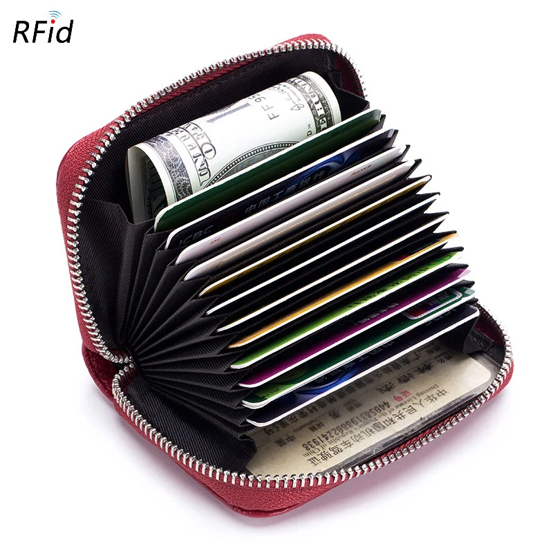 

Dascusto Small Single Organ Card Holder For Women Custom Name Rfid Gunuine Leather Cardholder With Coin Pocket Ladies Purse