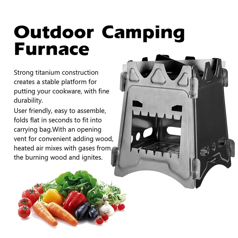 

Outdoor Camping Titanium Stove Wood Stove Furnace Picnic Folding Cooking Stoves for Outdoor Hiking Traveling BBQ