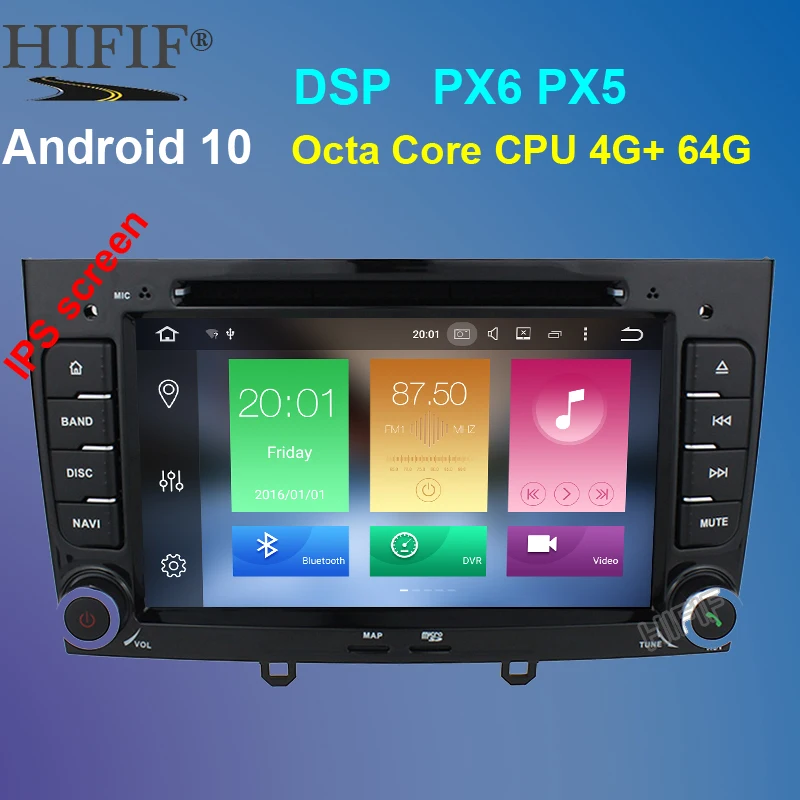 Мультимедийный автомобильный DVD навигатор PX6 Octa Core Android 10 для peugeot 408/308/308SW