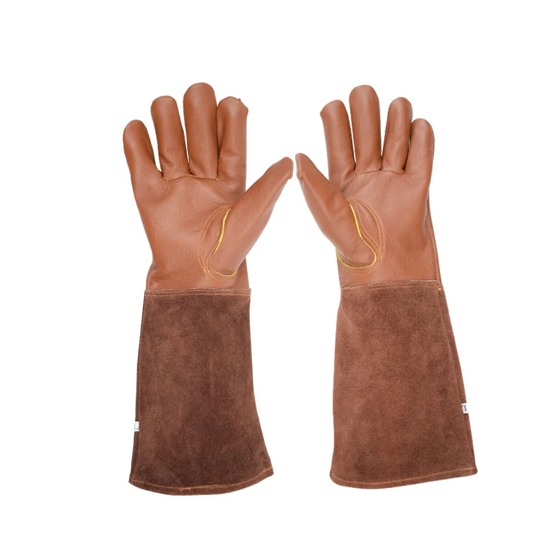 

1PC Brown Leather Non-slip Wear-resistant Garden Tool Gloves Stab-resistant Garden Weeding Welding Beekeeper Hand Work Gloves