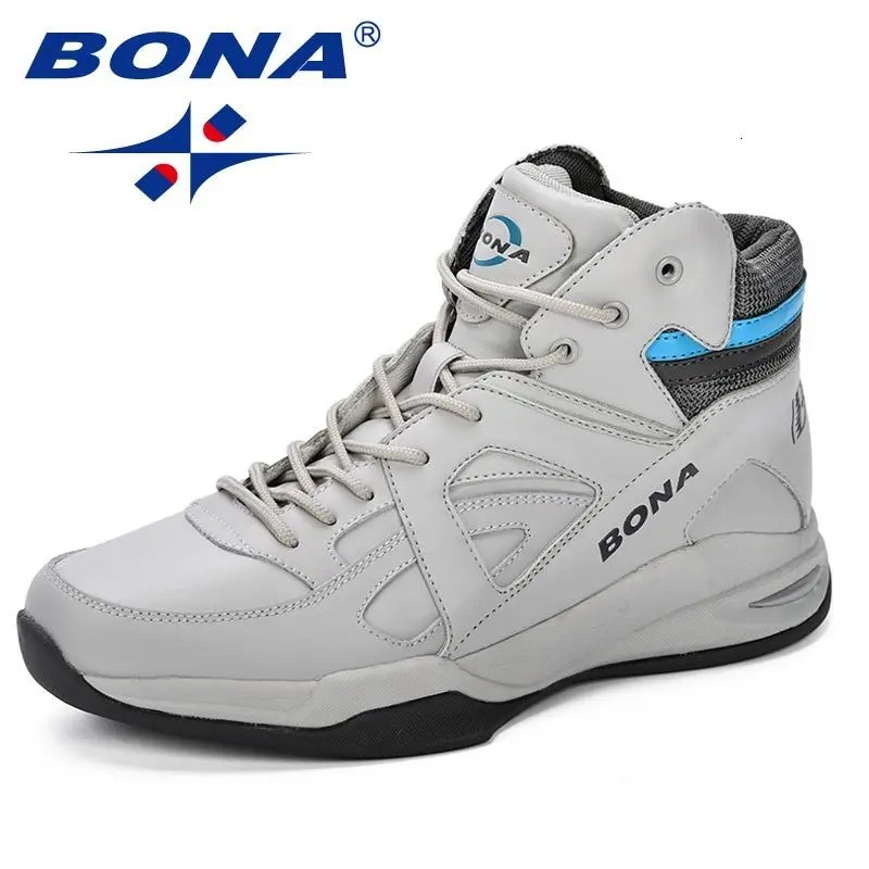 LIGHT GREY DARK GREY BONA Baskets Homme; коллекция года; мужские баскетбольные кроссовки из яловичного спилка; мужская обувь на плоской подошве; спортивная обувь с высоким берцем; мужские кроссовки; Zapatillas Comfy - Цвет: LIGHT GREY DARK GREY