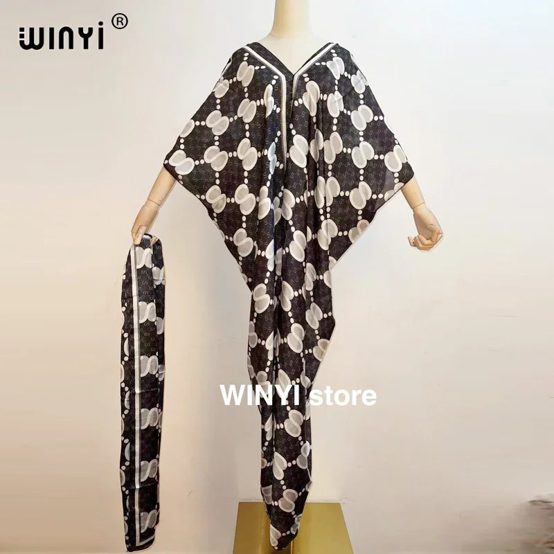 America Printed skirt For Women Fashion Design Loose Dress Batwing Maxi Long Femme Vestidos Summer Autumn Party Elegant Dress