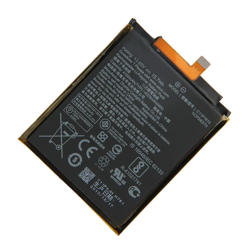 100% Оригинальный аккумулятор 4100 мАч C11P1610 для ASUS 4A ZB500TL X00KD 5 0 &quotВысококачественный