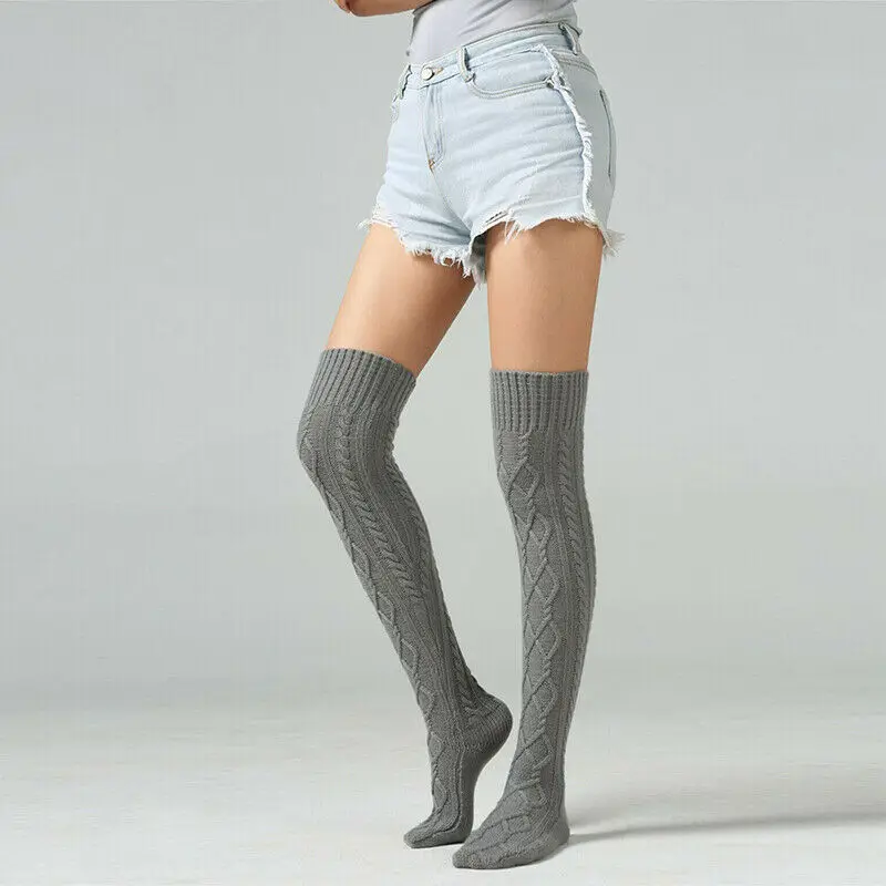 

Fashion Women Ladies Girls Stockings Knitted Thigh High Over Knee Long Stockings