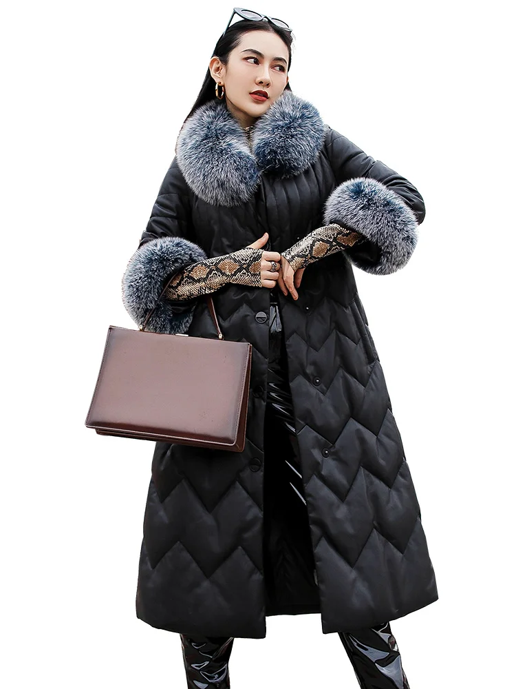 Натуральная кожаная куртка Осенне зимнее пальто женская одежда 2021 воротник из