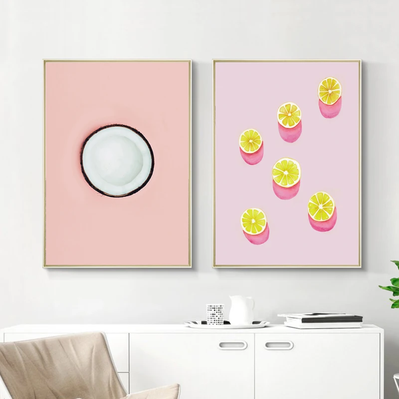 Абстрактная Картина на холсте фрукты скандинавский постер мультяшный настенный