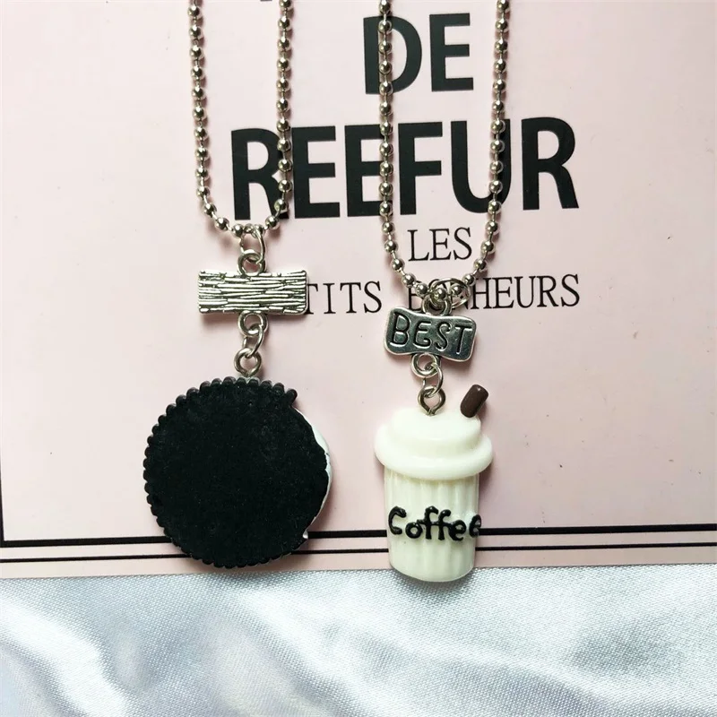 2 шт./компл. BFF смолы Oreo бисквиты и кофейная чашка кулон ожерелье для лучших друзей детский подарок Дружба Ювелирные изделия