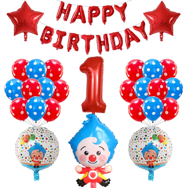 

39pcs/set Cut Plim Clown Foil Helium Balloons 30inch Number Air Globos Children Happy Birthday Party Decorations Kids Toys Ball