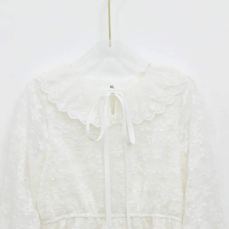 

Girls Pure White Lace Long Princess Dress Party Sweet Lace Long Dress Boho Children's Princess Dresses Long Sleeve Dress CL092
