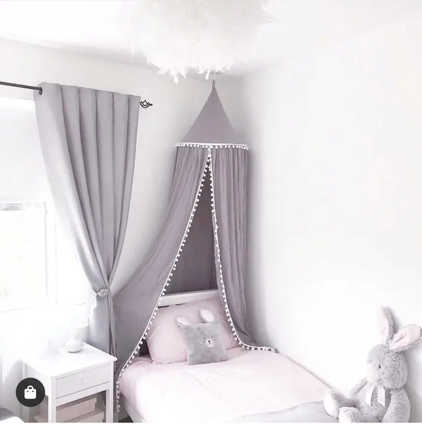 INS Nordic New Baby Custom Children's Room Decoration Fur Ball Dome Bed Tent Bed Tent Mosquito Net Three Color Decor Toys