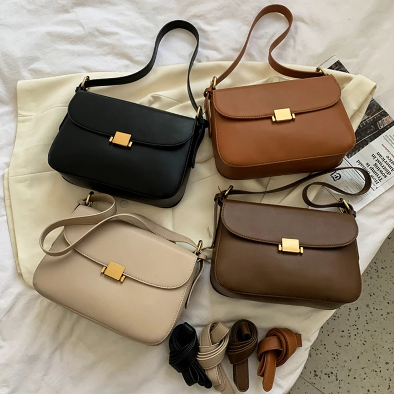 

CONAGY Vintage Daily Ladies Lock Handbags Winter Women Handbags PU Leather Designer Bags Luxury Women Shoulder Bag Female