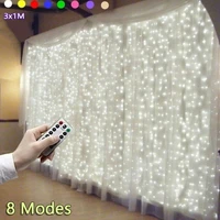 3mx1m 100 leds remote control curtain fairy light christmas garland string lights wedding party home window decor lighting